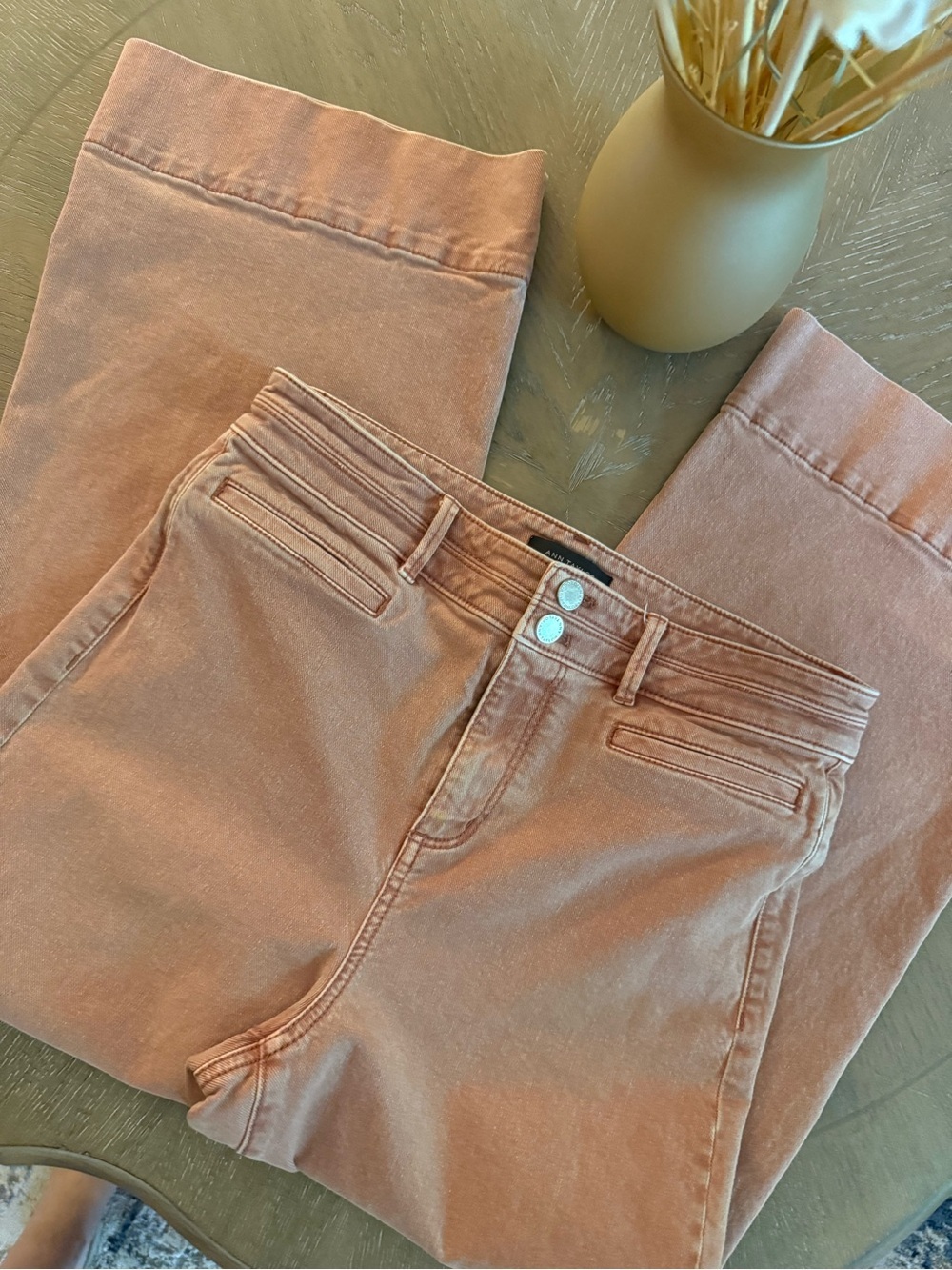 Ann Taylor Wide-Leg Jeans in Dusty Coral - Picture 2 of 5